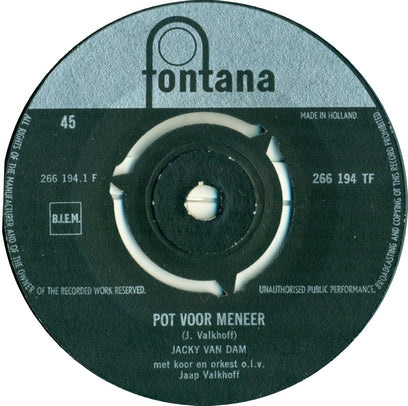 Jacky Van Dam - Pot Voor Meneer Vinyl Singles