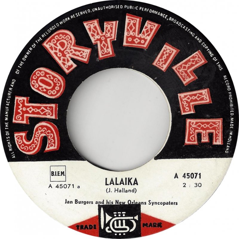 Jan Burgers And His The New Orleans Syncopaters - Lalaika Vinyl Singles