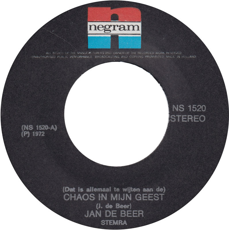 Jan de Beer - Chaos In Mijn Geest Vinyl Singles