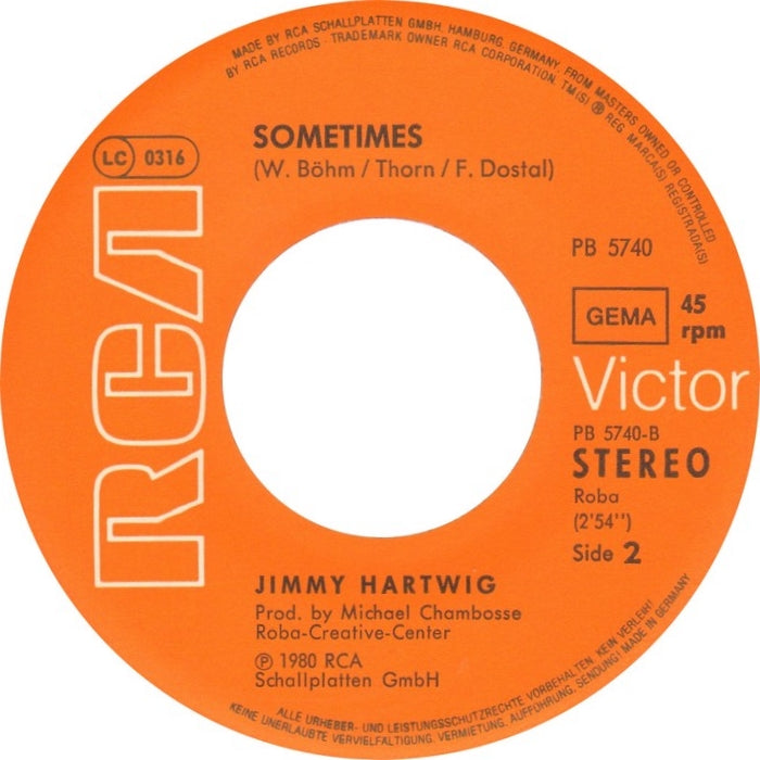 Jimmy Hartwig - Mama Calypso Vinyl Singles Vinyl Very Good (VG) <br> Hoes Good Plus (G+)