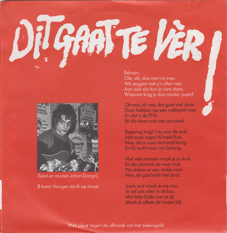 Johan Donga - Dit Gaat Te Vèr Vinyl Singles Vinyl (VG) <br> Hoes (G+)