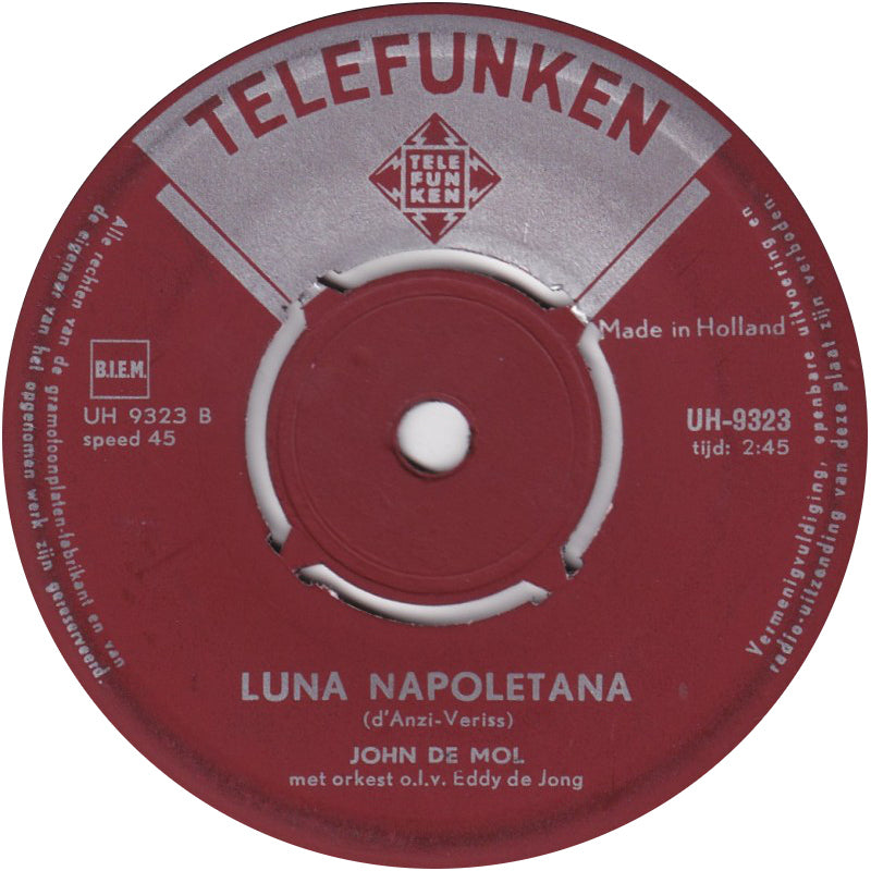 John de Mol - Een Beetje Vinyl Singles Vinyl Very Good (VG) <br> Hoes Generic
