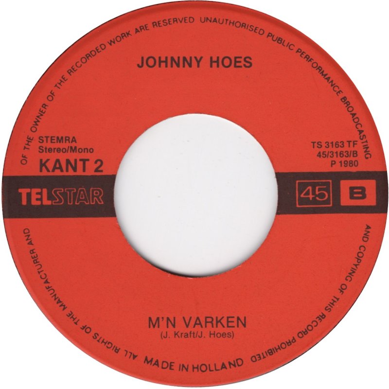 Johnny Hoes - De Vogeltjesdans 36364 Vinyl Singles Vinyl Very Good (VG) <br> Hoes Good Plus (G+)