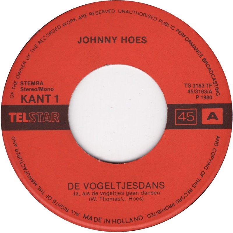 Johnny Hoes - De Vogeltjesdans 36364 Vinyl Singles