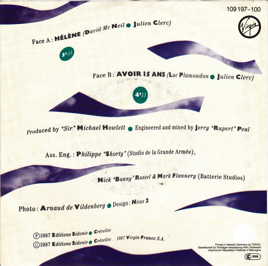 Julien Clerc - Hélène 41309 Vinyl Singles Vinyl Zeer Goed / Hoesje Goed "VINYLSINGLES.NL"