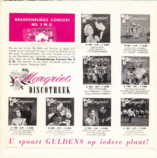 Kamerorkest Brandenburgs Concert No.* In G, BWV Joh. S. Bach Vinyl Singles EP Vinyl Zeer Goed / Hoesje Goed "VINYLSINGLES.NL"