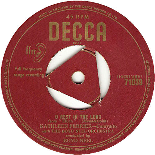 Kathleen Ferrier - O Rest In The Lord Vinyl Singles Media: VG+ / Sleeve: G+