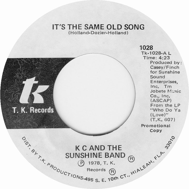 KC & The Sunshine Band - It's The Same Old Song Vinyl Singles Vinyl Very Good (VG) <br> Hoes Good Plus (G+)