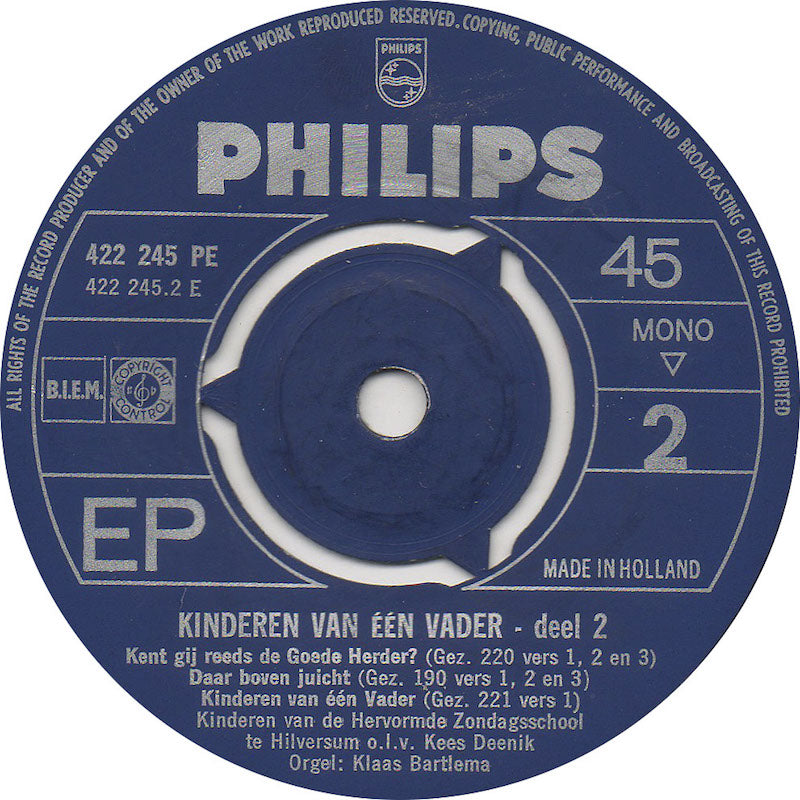 Hervormde Zondagsschool Hilversum - Kinderen Van Een Vader Vinyl Singles EP