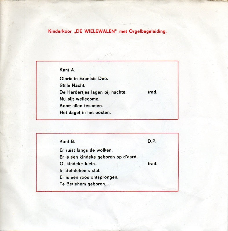 Wielewalen - ** Kerstliedjes Om Zelf Fijn Mee Te Zingen Vinyl Singles EP Vinyl Very Good (VG) <br> Hoes Good Plus (G+)
