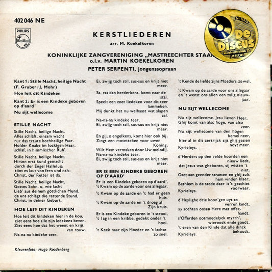 Mastreechter Staar - Stille Nacht Heilige Nacht Vinyl Singles EP Vinyl Zeer Goed / Hoesje Goed "VINYLSINGLES.NL"