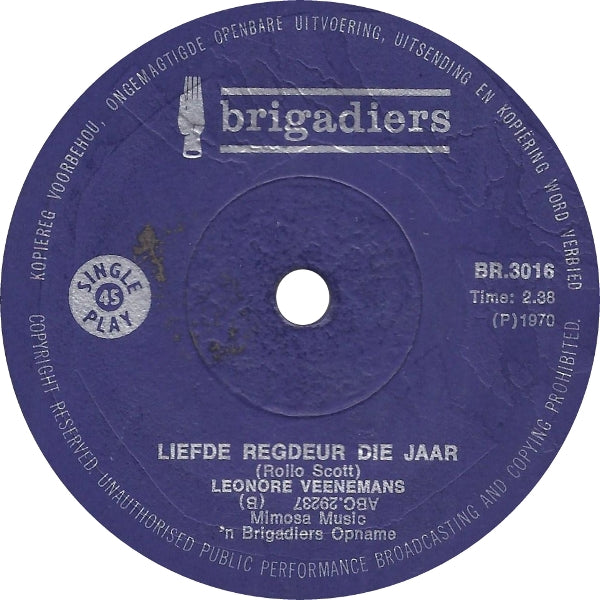 Leonore Veenemans - Liefste Madelein Vinyl Singles Vinyl Very Good (VG) <br> Hoes Good Plus (G+)