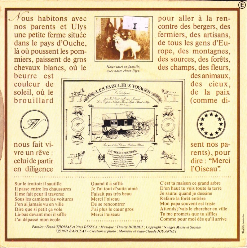 Les Enfants Jouannet - Merci L'oiseau Vinyl Singles Vinyl Very Good (VG) <br> Hoes Good Plus (G+)