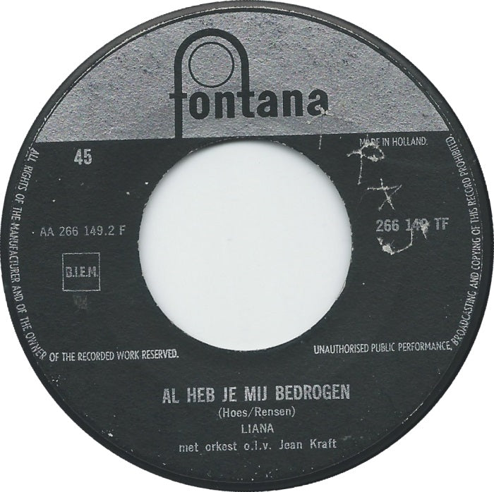 Liana - De Havenmeid Vinyl Singles Vinyl Very Good (VG) <br> Hoes Good Plus (G+)