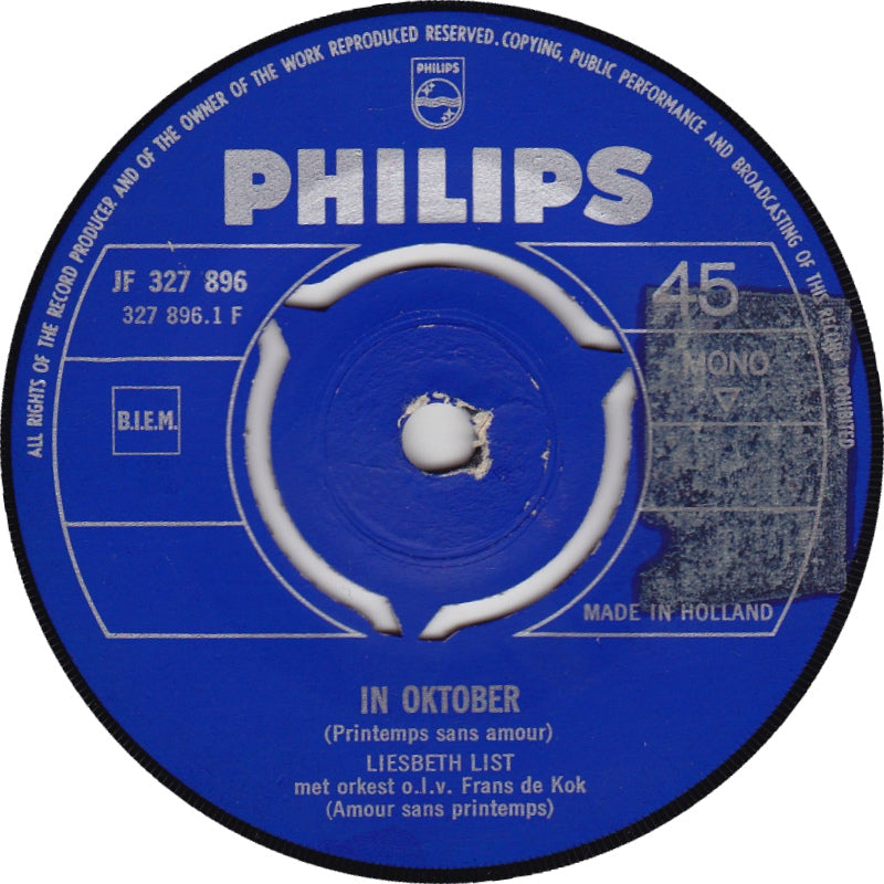 Liesbeth List - In Oktober 10153 Vinyl Singles