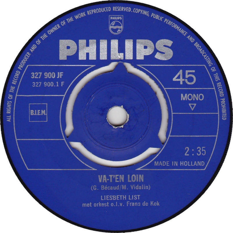 Liesbeth List - Va-t'en Loin Vinyl Singles