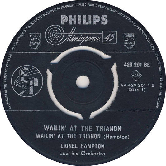 Lionel Hampton And His Orchestra - Wailin' At The Trianon Vinyl Singles EP Vinyl Zeer Goed / Hoesje Goed "VINYLSINGLES.NL"