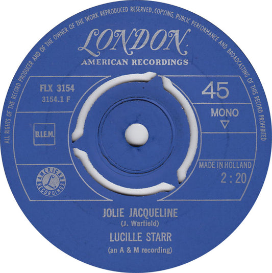 Lucille Starr - Jolie Jacqueline 40180 Vinyl Singles Vinyl Zeer Goed / Hoesje Goed "VINYLSINGLES.NL"