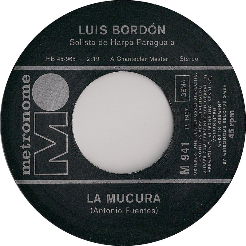 Luis Bordón - El Cigarron Vinyl Singles Vinyl Very Good (VG) <br> Hoes Good Plus (G+)
