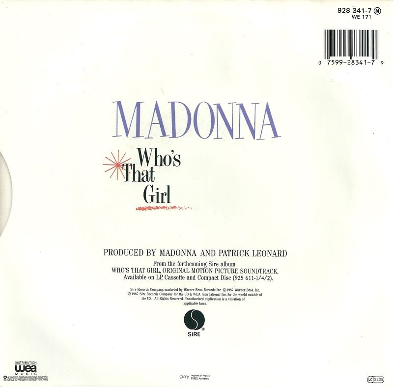 Madonna - Who's That Girl Vinyl Singles Media VG+ / Sleeve G+