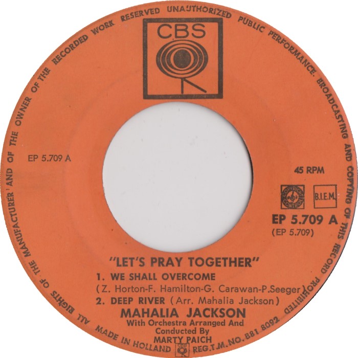 Mahalia Jackson - Let's Pray Together Vinyl Singles EP Vinyl Very Good (VG) <br> Hoes Good Plus (G+)