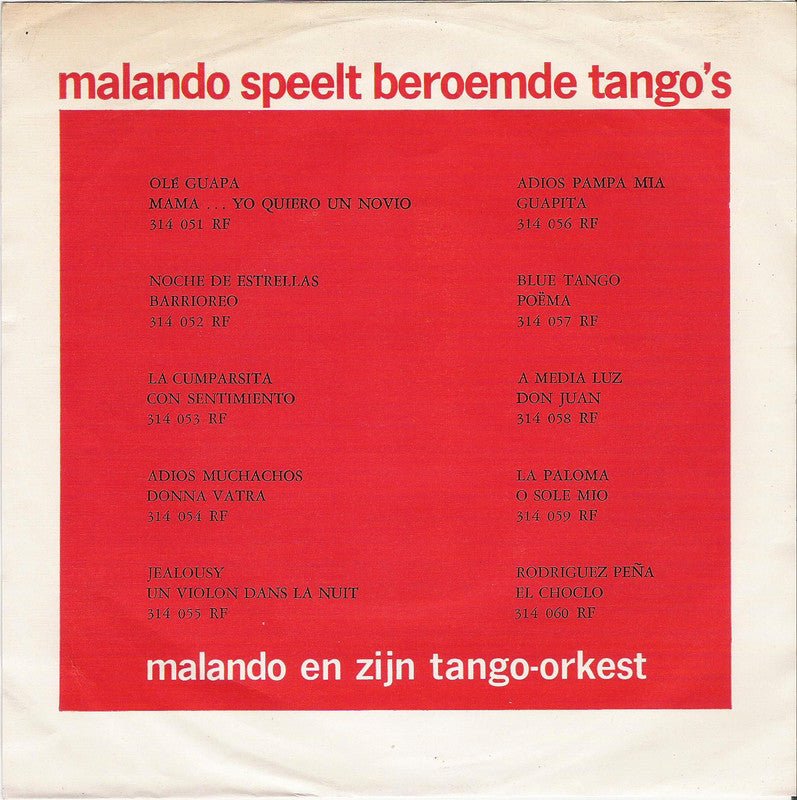Malando En ZIjn Tango-Orkest - Ole Guapa Vinyl Singles Vinyl (VG) <br> Hoes (G+)