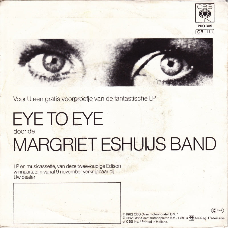 Margriet Eshuijs Band - Eye To Eye Vinyl Singles Vinyl (VG) <br> Hoes (G+)