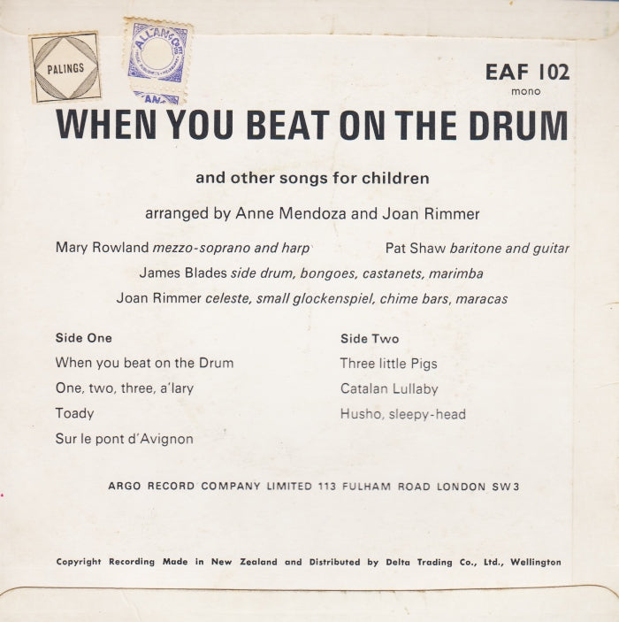 Mary Rowland, Pat Shaw, James Blades, Joan Rimmer - When You Beat On A Drum Vinyl Singles EP Vinyl Very Good (VG) <br> Hoes Good Plus (G+)