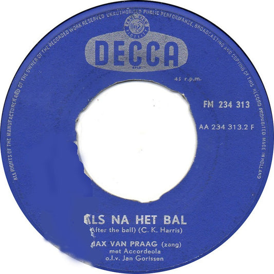 Max van Praag - Grootvader's Klok Vinyl Singles Vinyl Zeer Goed / Hoesje Generic "VINYLSINGLES.NL"