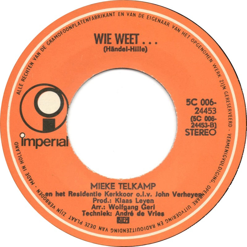 Mieke Telkamp - De Nieuwe Dag 36657 Vinyl Singles Vinyl Very Good (VG) <br> Hoes Good Plus (G+)