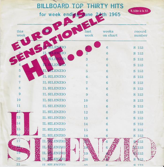 Nini Rosso - Il Silenzio 41995 Vinyl Singles Vinyl Very Good (VG) <br> Hoes Good Plus (G+)