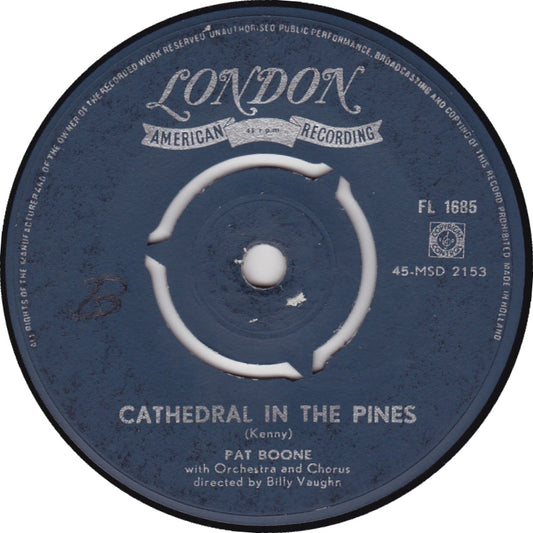 Pat Boone - Cathedral In The Pines Vinyl Singles Vinyl Zeer Goed / Hoesje Generic "VINYLSINGLES.NL"