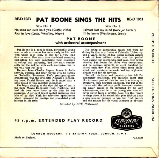 Pat Boone - Pat Boone Sings The Hits