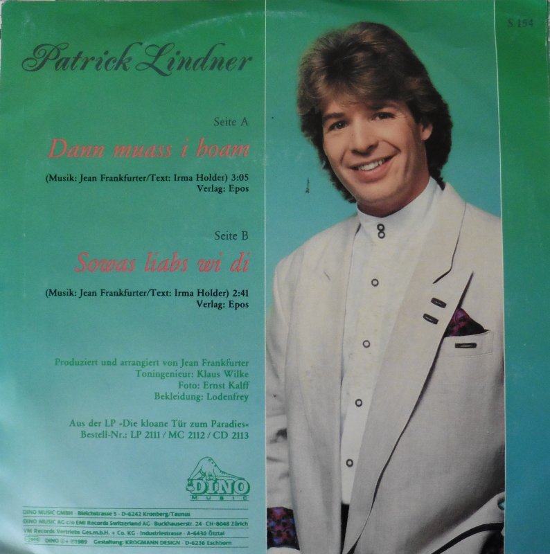 Patrick Lindner - Dann Muass I Hoam Vinyl Singles Vinyl Very Good (VG) <br> Hoes Good Plus (G+)