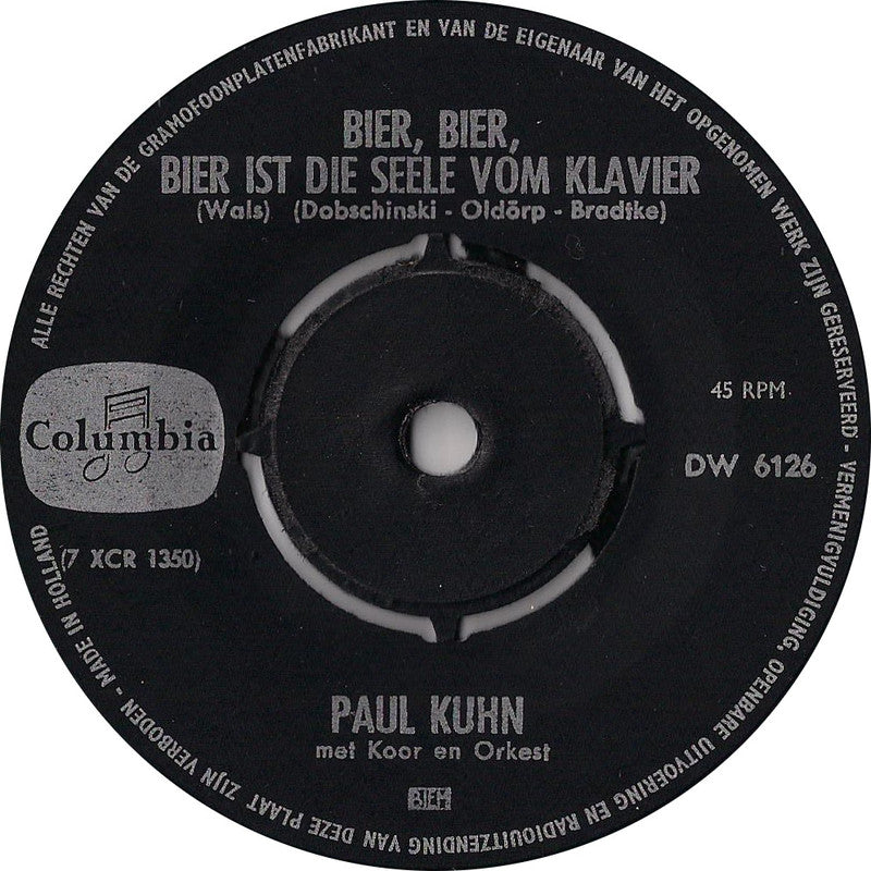 Paul Kuhn - Es Gibt Kein Bier Auf Hawaii Vinyl Singles Vinyl (VG) <br> Hoes Generic