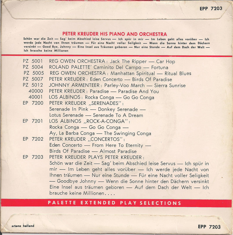 Peter Kreuder - Plays Peter Kreuder 29908 Vinyl Singles EP Vinyl Very Good (VG) <br> Hoes Good Plus (G+)