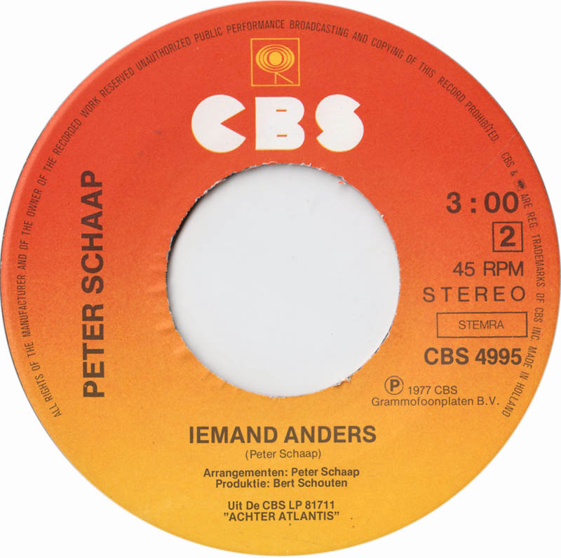 Peter Schaap - Met De Wind In Mijn Oren Vinyl Singles