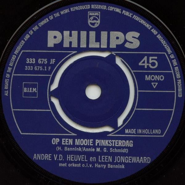 Andre van de Heuvel En Leen Jongewaard - Op Een Mooie Pinksterdag Vinyl Singles Vinyl Very Good (VG) <br> Hoes Good Plus (G+)