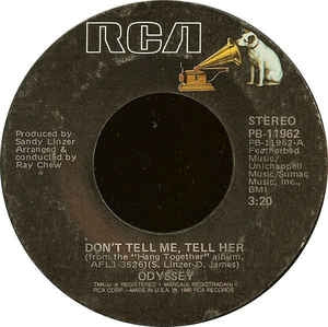 Odyssey - Don't Tell Me, Tell Her Vinyl Singles Vinyl (VG) <br> Hoes (G+)