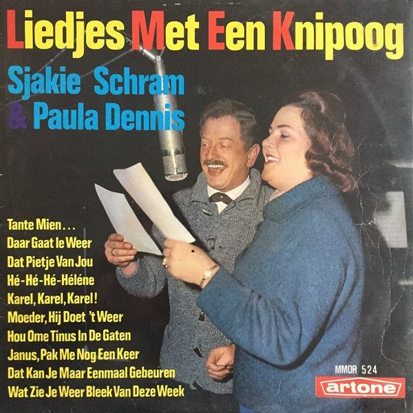 Sjakie Schram & Paula Dennis - Liedjes Met Een Knipoog (LP) Vinyl LP Vinyl Very Good (VG) <br> Hoes Good Plus (G+)