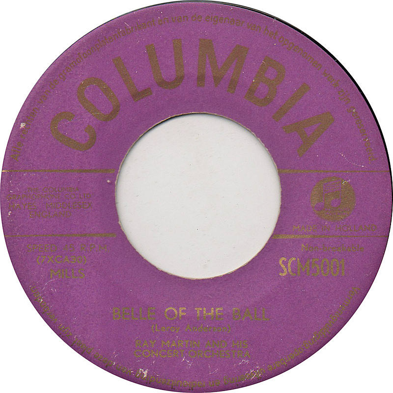 Ray Martin And His Concert Orchestra - Blue Tango Vinyl Singles Vinyl Very Good (VG) <br> Hoes Good Plus (G+)