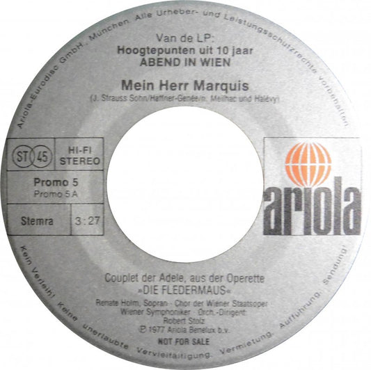 Van De LP: Hoogtepunten Uit ** Jaar Abend In Wien Vinyl Singles Vinyl Zeer Goed / Hoesje Goed "VINYLSINGLES.NL"