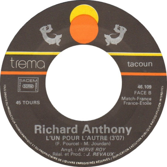Richard Anthony - Amoureux De Ma Femme 36024 Vinyl Singles Vinyl Very Good (VG) <br> Hoes Good Plus (G+)