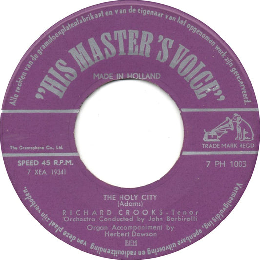 Richard Crooks - The Holy City Vinyl Singles Media: VG+ / Sleeve: G+ "VINYLSINGLES.NL"