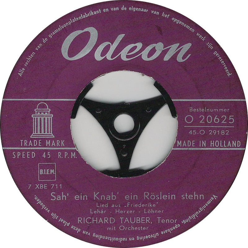 Richard Tauber - O Mädchen, Mein Mädchen Vinyl Singles Vinyl Very Good (VG) <br> Hoes Generic