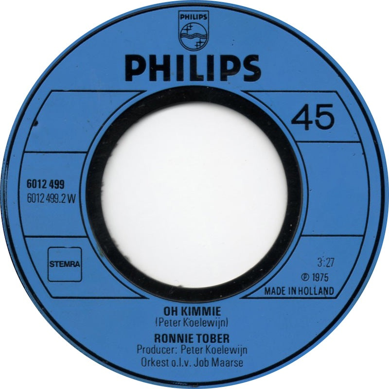 Ronnie Tober - Alleen Vinyl Singles Vinyl Very Good (VG) <br> Hoes Good Plus (G+)