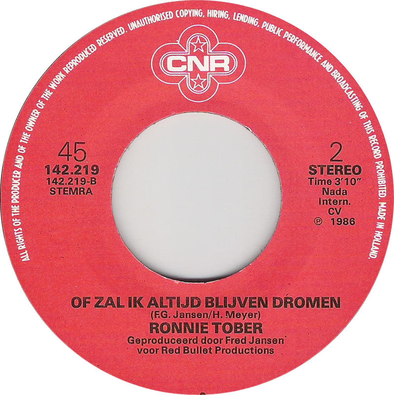 Ronnie Tober - Leven Met Jou Vinyl Singles Vinyl Very Good (VG) <br> Hoes Good Plus (G+)