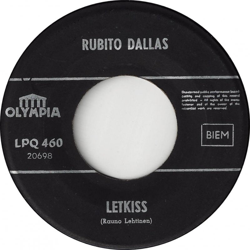 Rubito Dallas & His Orchestra - Letkiss Vinyl Singles Vinyl Very Good (VG) <br> Hoes Good Plus (G+)
