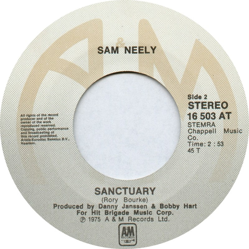 Sam Neely - Cajun Song Vinyl Singles Vinyl Very Good (VG) <br> Hoes Good Plus (G+)