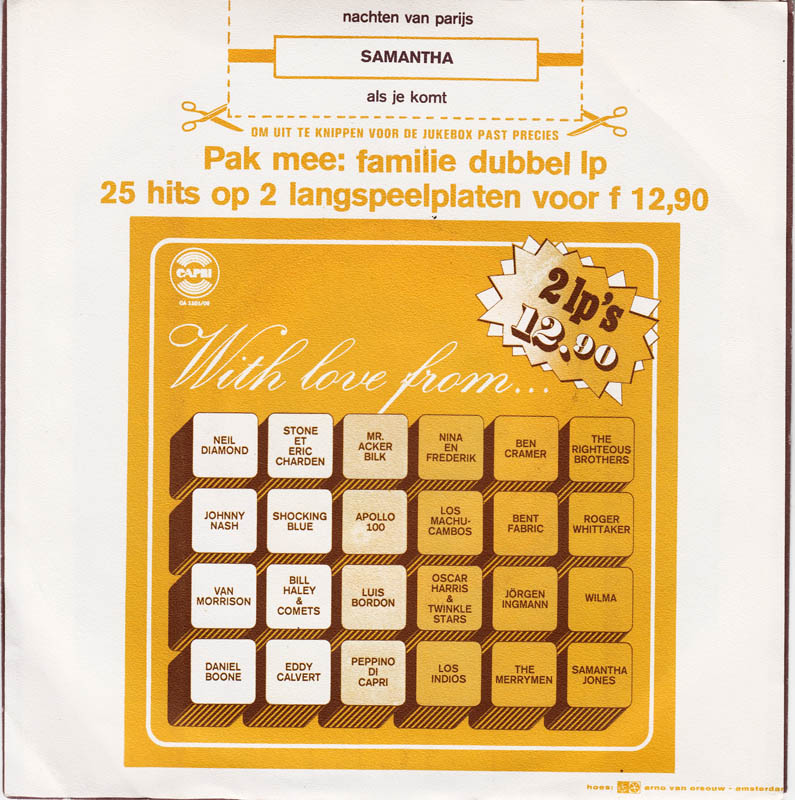 Samantha - Nachten Van Parijs Vinyl Singles Vinyl Very Good (VG) <br> Hoes Good Plus (G+)